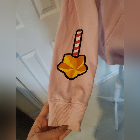 Pink Kirby Dream Land Character Hoodie with Star Wand Sleeve Detail - Picture 3 of 8